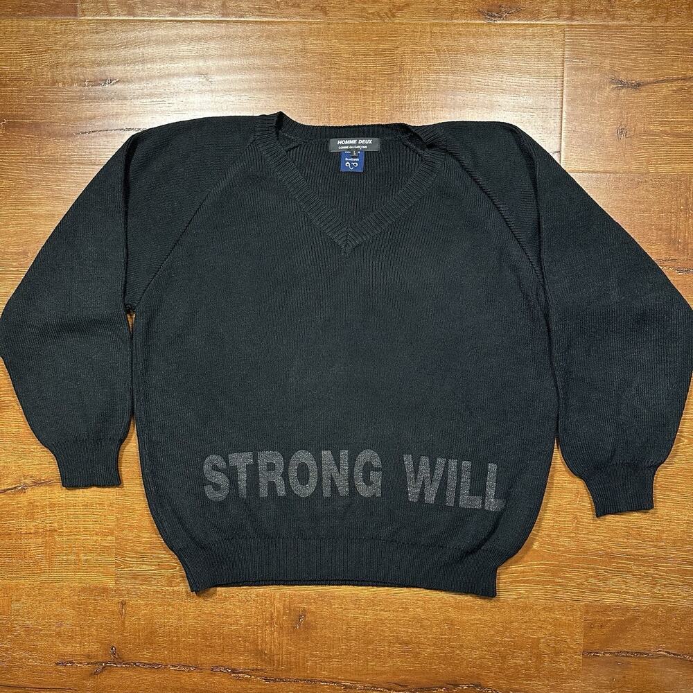 Comme des Garcons Lochaven Of Scotland Ribbed Sweatshirt Men L Black Strong Will